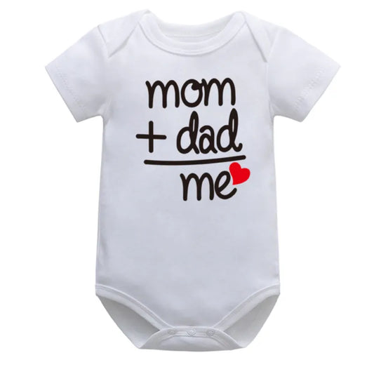 Baby Boys Girls Romper Cotton Short Sleeve Letter Print I Love Mom & Dad Jumpsuit Infant Clothing Newborn Costume Baby Clothes